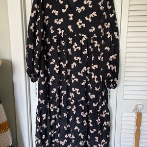 A New Day Black Dress with Cream Floral Design